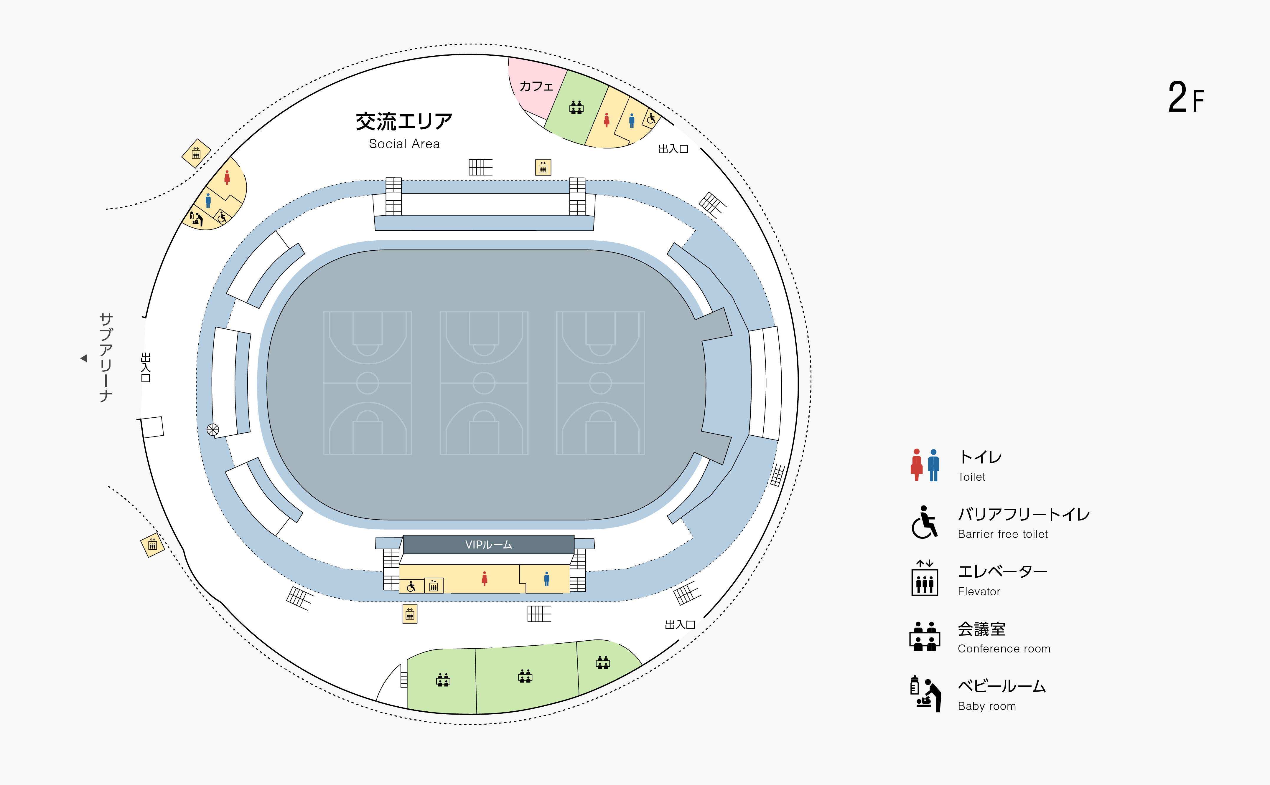 2階 メインアリーナフロアマップ図